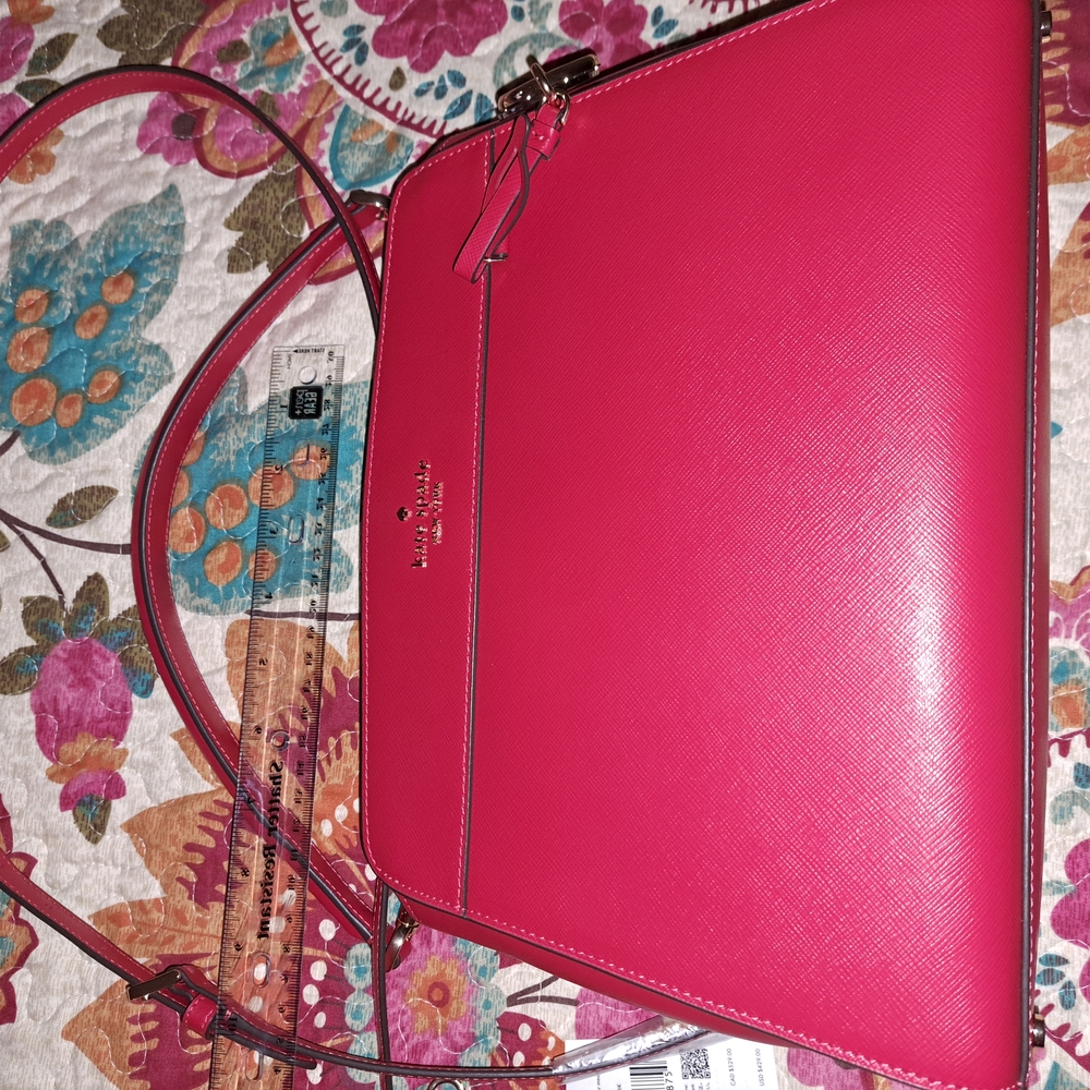 Kate Spade Red Crossbody Bag with Silver Chain Strap and Structured Design